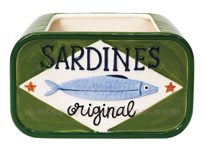 CACHE-POT SARDINES VERT L20,4 P11,9 H11,7CM