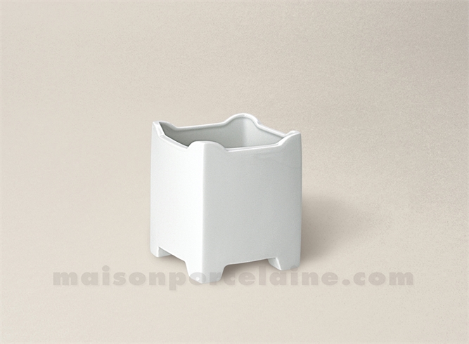 CAISSE FLEURS LIMOGES PORCELAINE BLANCHE CARREE ROYALE 11.5X11.5 1L