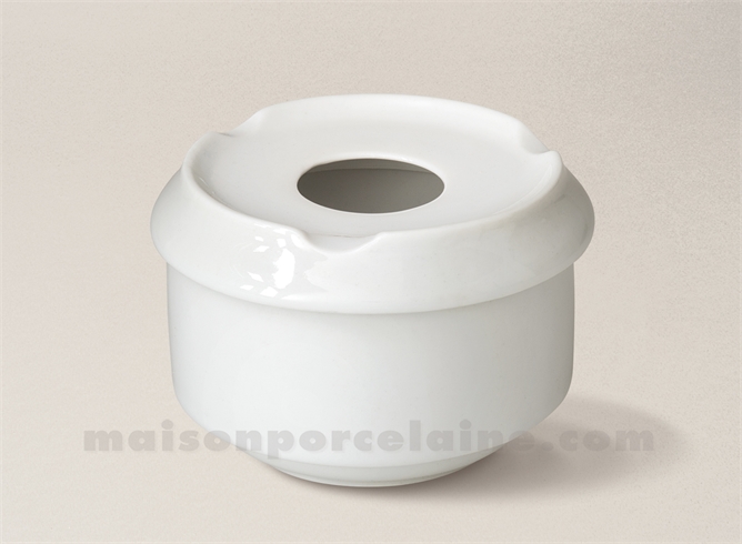 CENDRIER TERRASSE PORCELAINE BLANCHE ROND 8.5X6CM