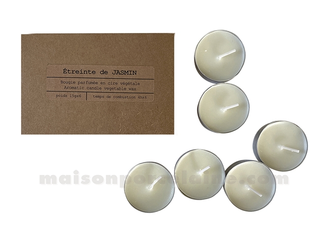 COFFRET DE 6 BOUGIES CHAUFFE-PLAT ÉVASION JASMIN ÉTREINTE