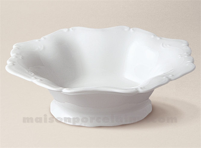 COUPE OVALE PIED FESTON LIMOGES PORCELAINE BLANCHE 20X15