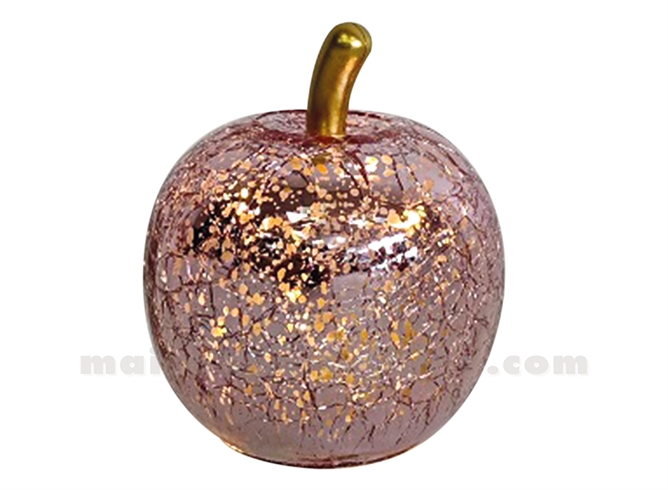 DÉCO LED POMME MINI ROSE VIEILLIT À PILES D7 H9CM