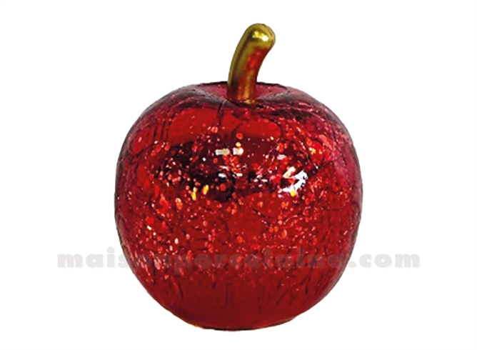 DÉCO LED POMME MINI ROUGE VIEILLIT À PILES D7 H9CM