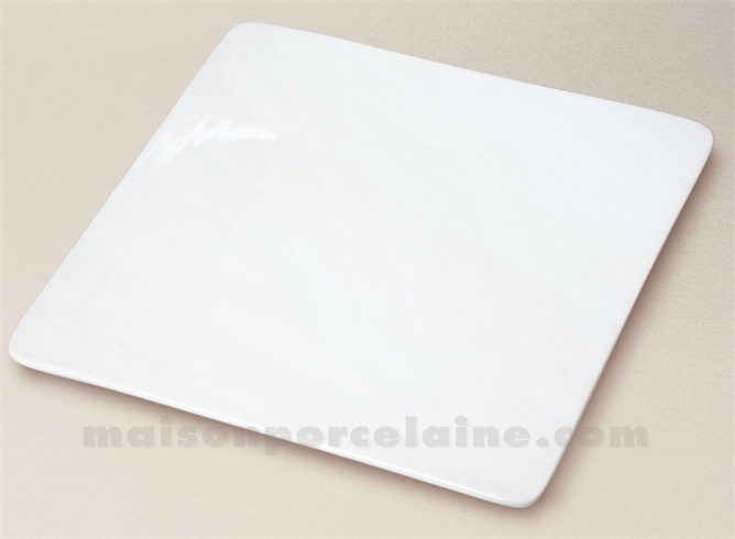 DESSOUS PLAT PORCELAINE BLANCHE CARRE PIEDS 25X25