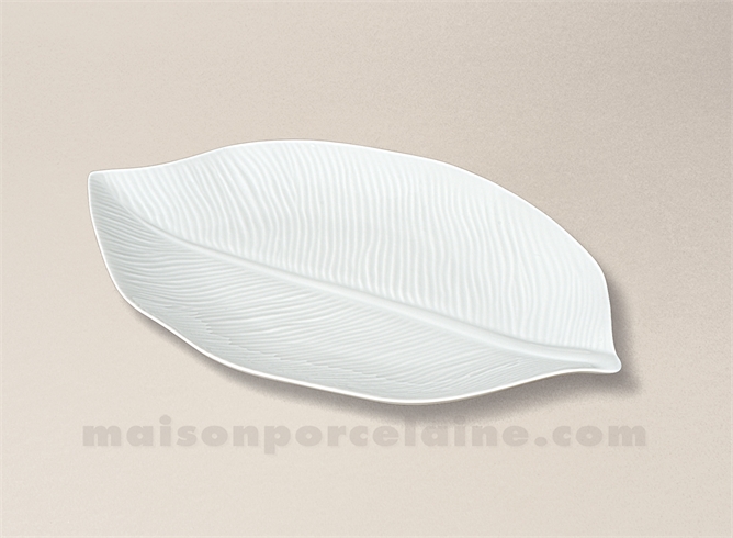 FEUILLE PALME LIMOGES PORCELAINE BLANCHE MM 23,5X13