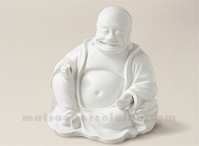 FIGURINE BOUDDHA CHANTILLY BISCUIT DE PORCELAINE13X15