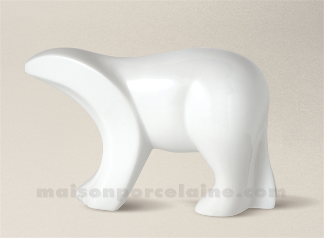 FIGURINE OURS LIMOGES PORCELAINE BLANCHE 20X7