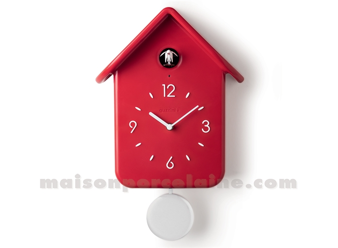 HORLOGE COUCOU A/PENDULE QQ HOME 24,8X12XH39CM ROUGE