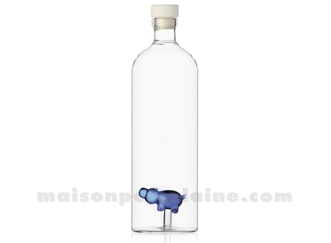 ICHENDORF  - ANIMAUX DE LA FERME - BOUTEILLE  HIPPOPOTAME BLEU H28X8,5CM 1,15L