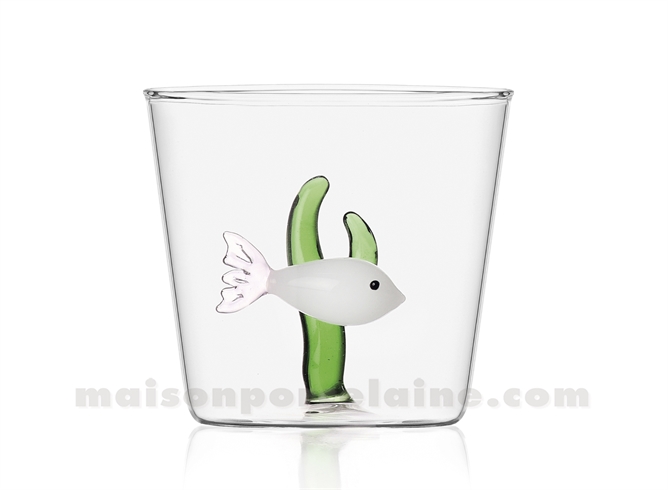 ICHENDORF  - JARDIN MARIN - GOBELET POISSON BLANC ALGUE VERTE 35CL