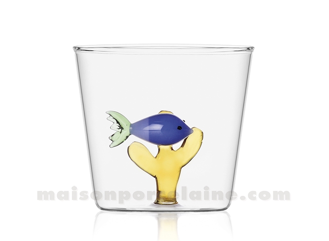 ICHENDORF  - JARDIN MARIN - GOBELET POISSON BLEU ALGUE AMBRE 35CL