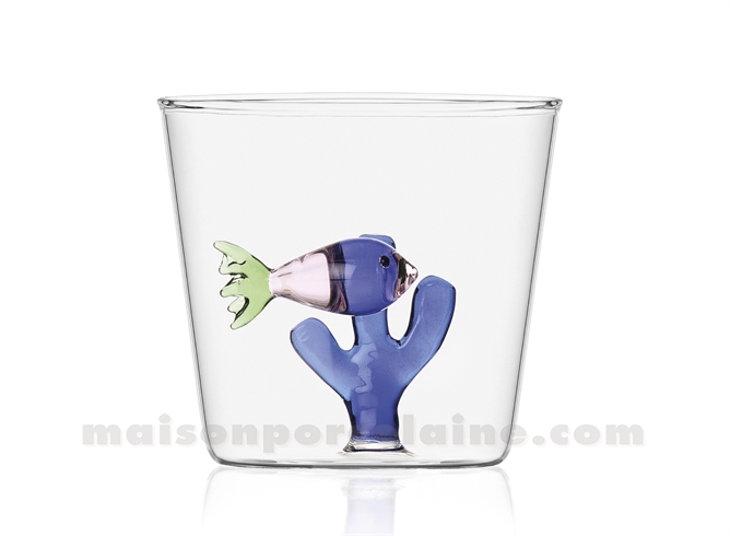 ICHENDORF  - JARDIN MARIN - GOBELET POISSON ROSE ALGUE BLEUE 35CL