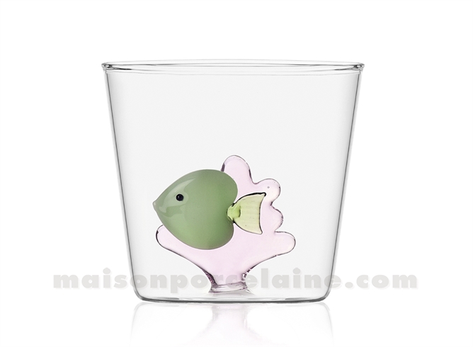 ICHENDORF  - JARDIN MARIN - GOBELET POISSON VERT ALGUE ROSE 35CL
