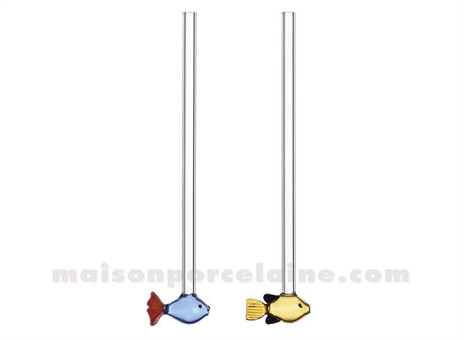ICHENDORF  - JARDIN MARIN - SET  2 PAILLES POISSONS BLEU ET AMBRE