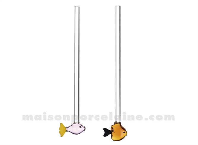 ICHENDORF  - JARDIN MARIN - SET 2 PAILLES POISSONS ORANGE ET ROSE
