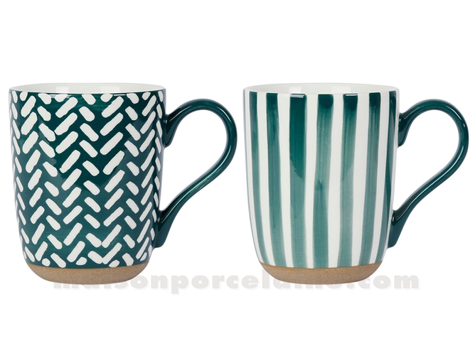 INDIGREEN - MUG GRES EMERAUDE 40CL - SET/2ASS