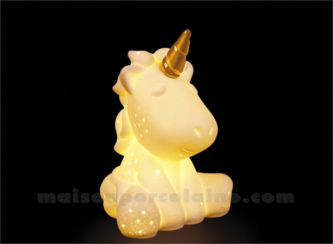 LAMPE BISCUIT PORCELAINE - LED MINI  - LICORNE 9X8X12