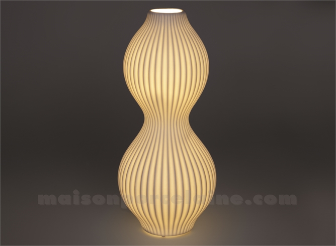 LAMPE BISCUIT PORCELAINE - VASE DOUBLE SRIES D17.8 H40.2CM