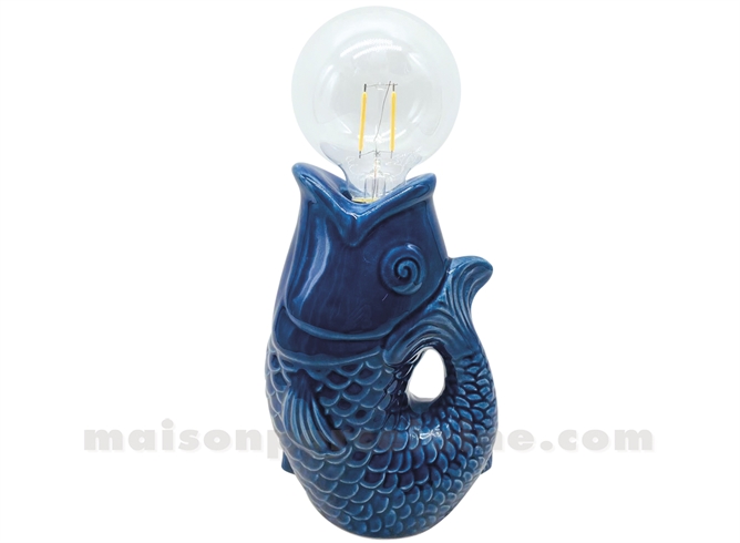 LAMPE LED POISSON BLEU À PILES L13,5 P8,2 H27CM