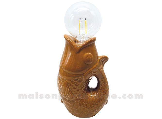 LAMPE LED POISSON MARRON À PILES L13,5 P8,2 H27CM