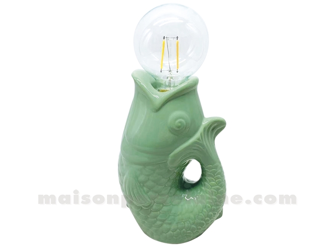 LAMPE LED POISSON MATCHA À PILES L13,5 P8,2 H27CM