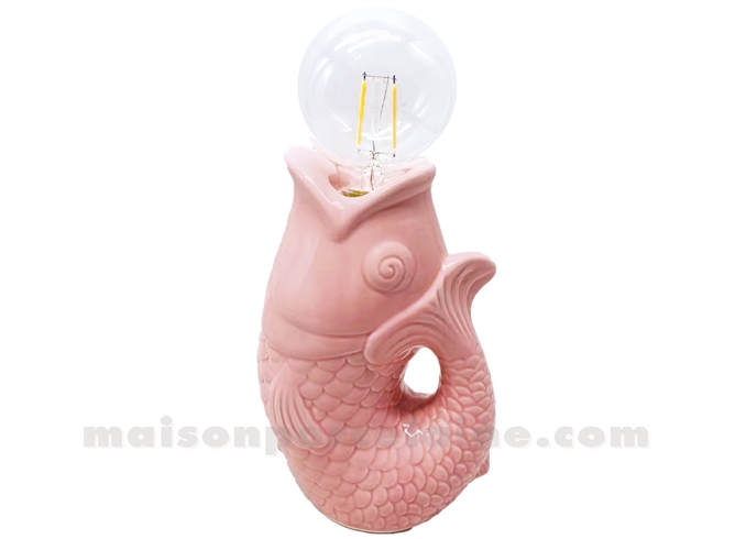 LAMPE LED POISSON ROSE À PILES L13,5 P8,2 H27CM