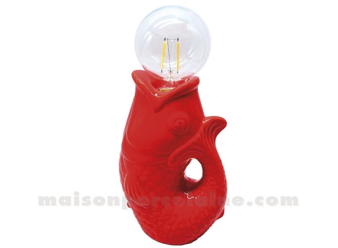 LAMPE LED POISSON ROUGE À PILES L13,5 P8,2 H27CM