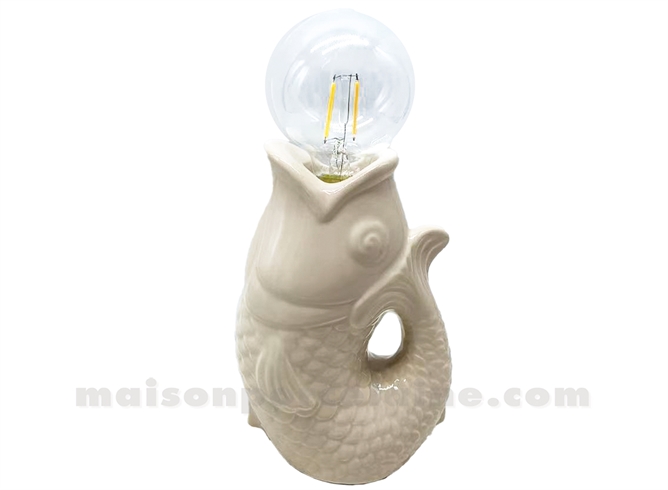 LAMPE LED POISSON SABLE À PILES L13,5 P8,2 H27CM