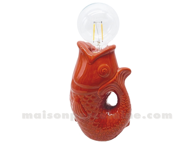 LAMPE LED POISSON TERRACOTTA À PILES L13,5 P8,2 H27CM
