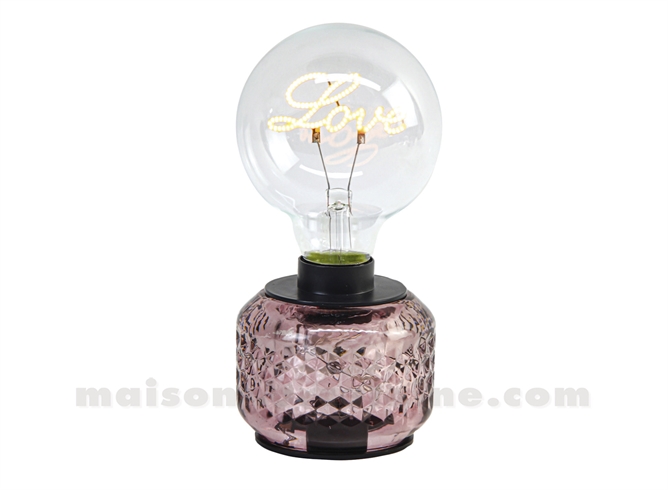 LAMPE LED VANESS ROSE LOVE À PILES L11 P8 H16,5CM