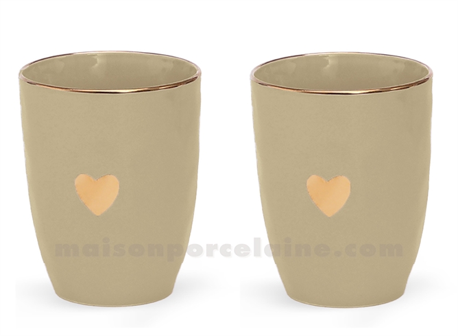 MATINS CALINS - SET/2 GOBELETS TAUPE - D8 H10,3CM