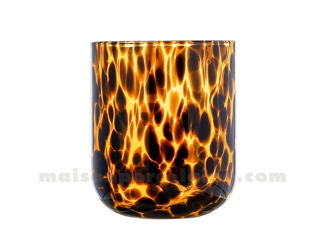 MOUCHETÉ LÉOPARD - VERRE GOBELET  D8 H9,5CM