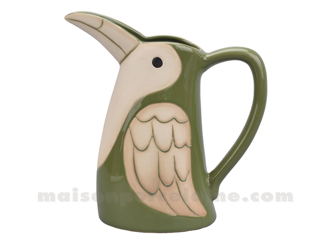 OISEAU VERT - PICHET DÉCORATIF L20,5 P10,5 H22,4CM