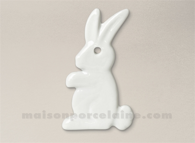 PENDENTIF/MEDAILLON PORCELAINE BLANCHE A PEINDRE LAPIN 6X3,5X6