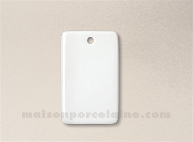 PENDENTIF/MEDAILLON PORCELAINE BLANCHE A PEINDRE RECTANGULAIRE 5.5X3.55