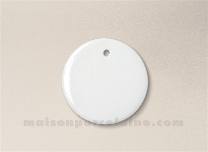 PENDENTIF/MEDAILLON PORCELAINE BLANCHE A PEINDRE ROND D5