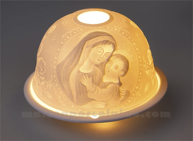 PHOTOPHORE LITHOPHANIE BISCUIT DE PORCELAINE VIERGE ENFANT