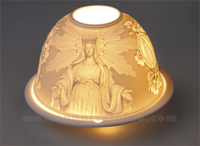 PHOTOPHORE LITHOPHANIE BISCUIT DE PORCELAINE VIERGE MIRACULEUSE