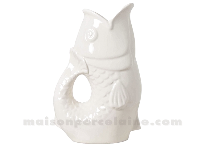 PICHET VASE POISSON GM BLANC CASSÉ L16,5 P11 H25,3CM
