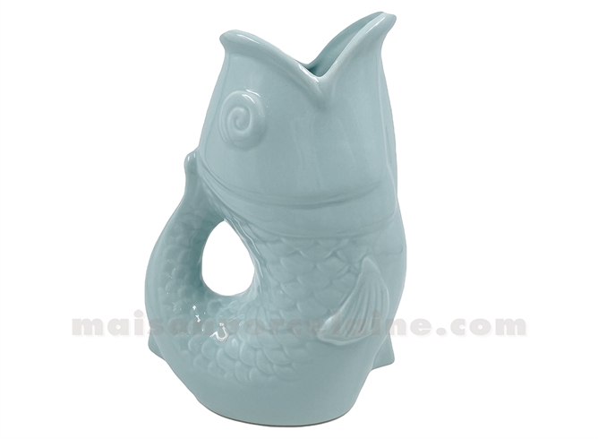 PICHET VASE POISSON GM BLEU GIVRÉ L16,5 P11 H25,3CM