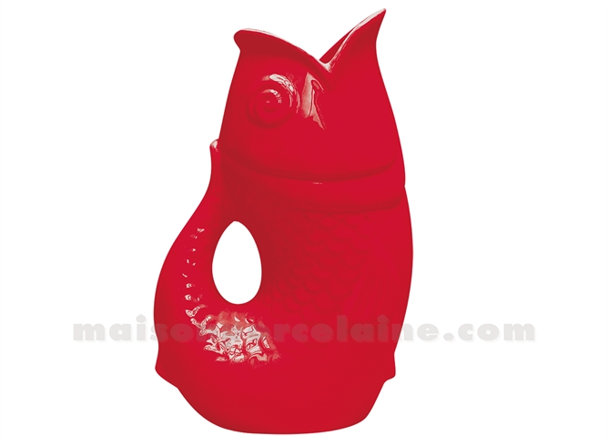 PICHET VASE POISSON XXL ROUGE L16,5 P26 H39,5CM