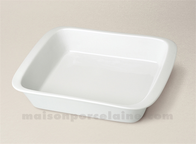 PLAT A FOUR ROTIR RECTANGULAIRE HAUT PORCELAINE BLANCHE 3 TOQUES 34X25X74 2.74L