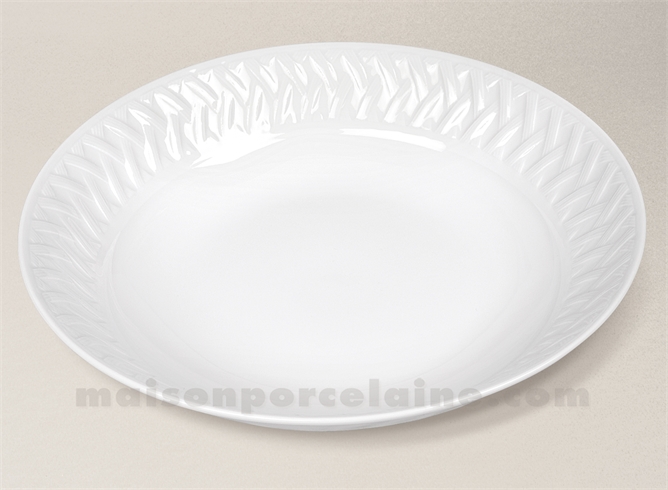 PLAT CREUX LIMOGES PORCELAINE BLANCHE LOUISIANE 28X6