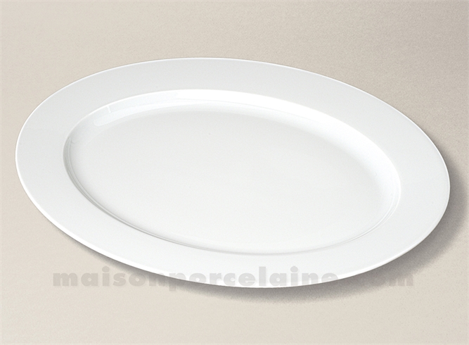 PLAT OVAL LIMOGES PORCELAINE BLANCHE EMPIRE  42X30.5CM