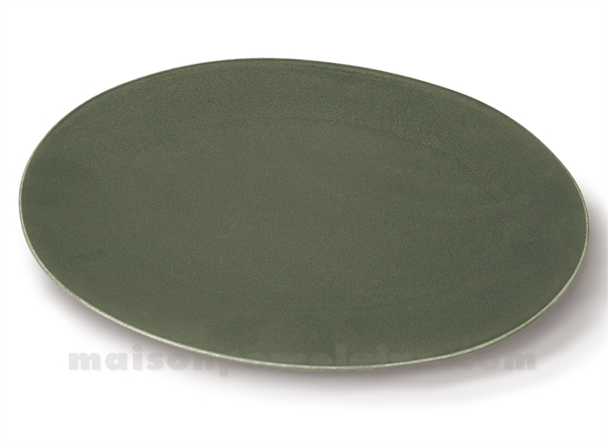 PLAT OVAL PORCELAINE OKRA OLIVE 36X25,5CM