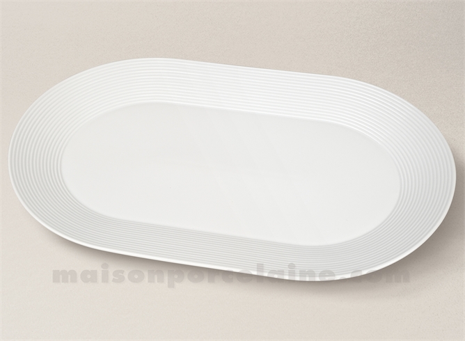 PLAT OVALE PORCELAINE BLANCHE ZEBRA 38CM