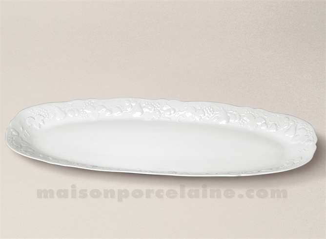 PLAT POISSON CALIFORNIA PORCELAINE BLANCHE 56X22