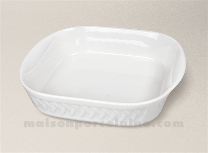 PLAT ROTIR CARRE PORCELAINE BLANCHE LOUISIANE N°2 25X22