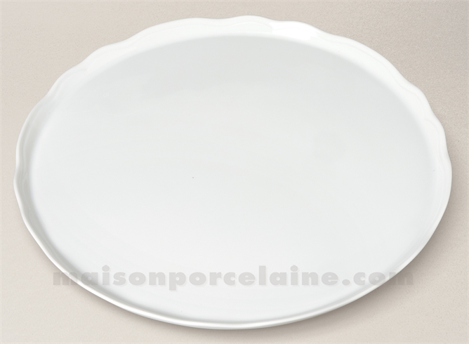PLAT TARTE LIMOGES PORCELAINE BLANCHE COLBERT