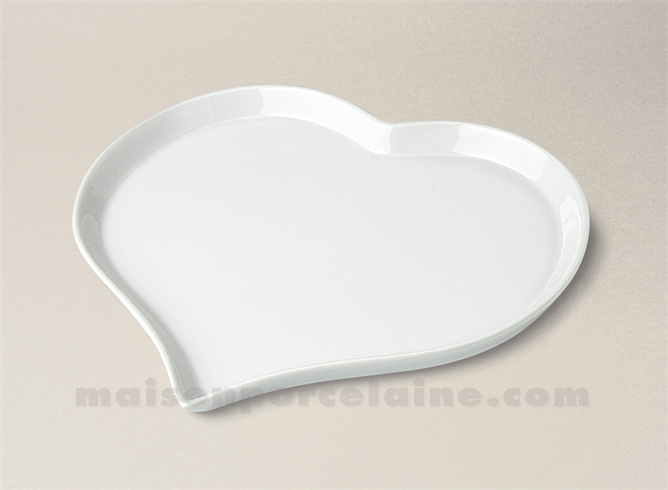 PLATEAU COEUR PORCELAINE BLANCHE 21.5X18.5